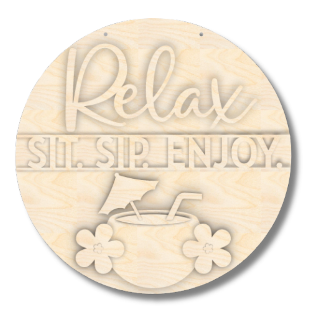 DIY Wood Door Sign Kit – Paint Your Own 'Relax, Sit, Sip, Enjoy' Sign